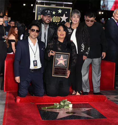 Selena's family at the Hollywood Walk of Fame.